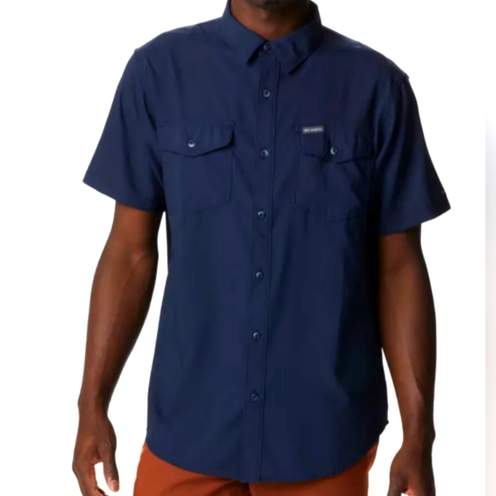 Columbia Utilizer II Short Sleeve Shirt XXL Blue Omni-Wick UPF 40 Fishing Hiking